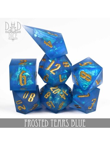 DND DICE FROSTED TEARS BLUE HANDMADE RPG DICE SET