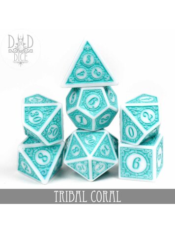 DND DICE TRIBAL CORAL RPG DICE SET