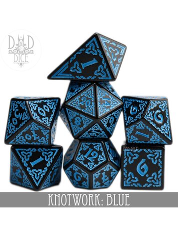 DND DICE KNOTWORK: BLUE RPG DICE SET
