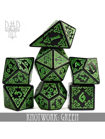 DND DICE KNOTWORK: GREEN RPG DICE SET