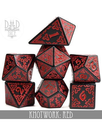 DND DICE KNOTWORK: RED RPG DICE SET