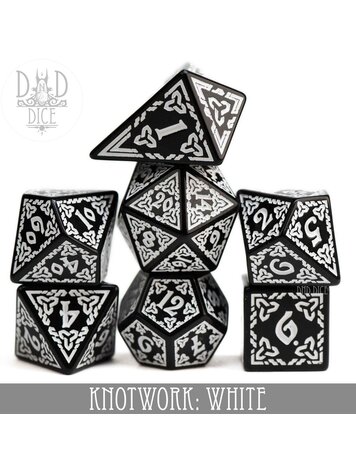 DND DICE KNOTWORK: WHITE RPG DICE SET