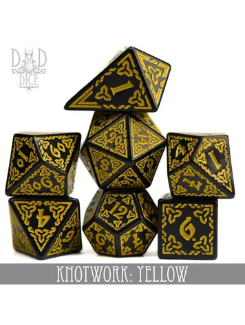 DND DICE KNOTWORK: YELLOW RPG DICE SET