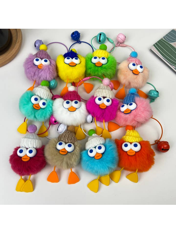 RABBIT FUR DUCKING KEYCHAIN- ASSORTED