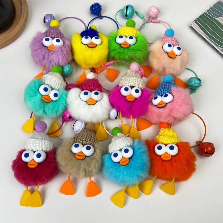 RABBIT FUR DUCKING KEYCHAIN- ASSORTED