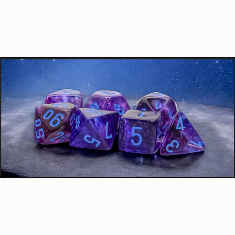 CHX 22547 NEBULA NOCTURNAL/BLUE MEGA-HEDRAL POLY 7PC DICE SET