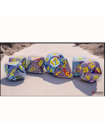CHX 22450 FESTIVE MOSAIC/YELLOW MEGA-HEDRAL POLY 7PC DICE SET