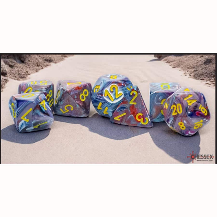 CHX 22450 FESTIVE MOSAIC/YELLOW MEGA-HEDRAL POLY 7PC DICE SET