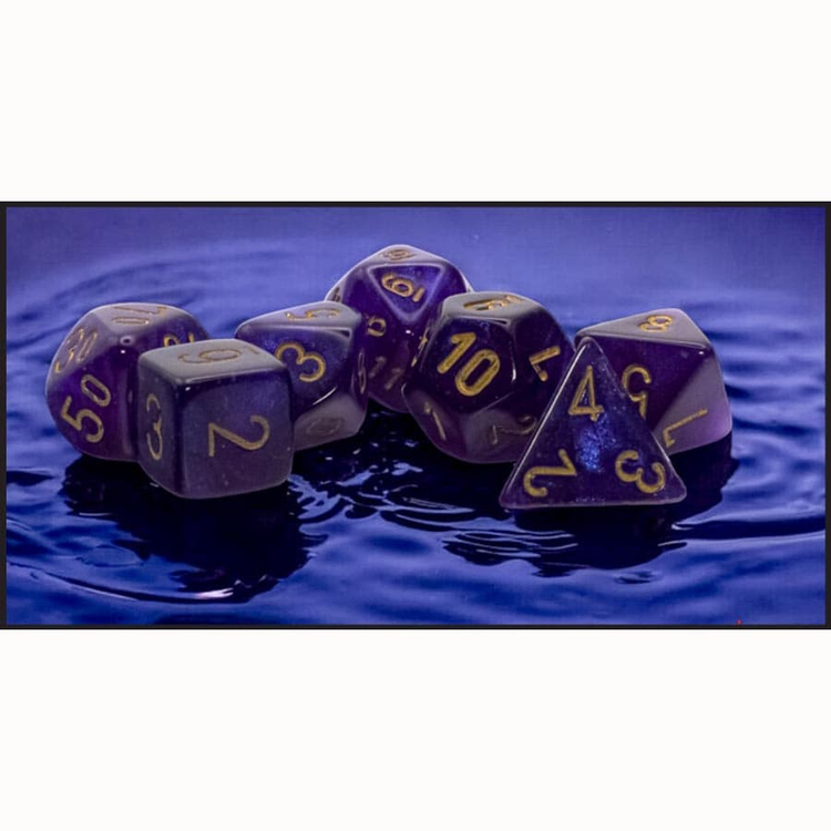 CHX 22587 BOREALIS ROYAL PURPLE/GOLD MEGA-HEDRAL POLY 7PC DICE SET