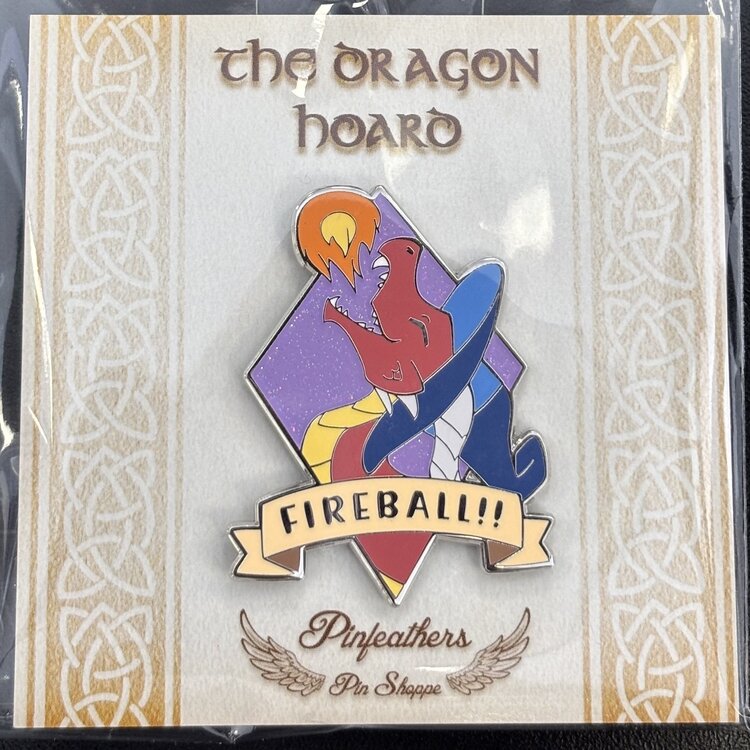 PINFEATHERS FIREBALL DRAGON ENAMEL PIN