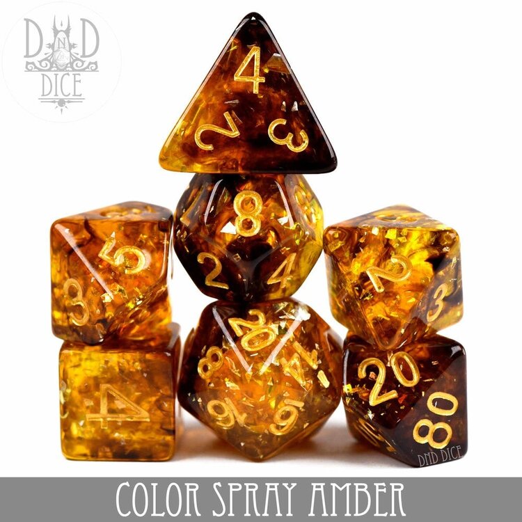 DND DICE COLOR SPRAY AMBER RPG DICE SET