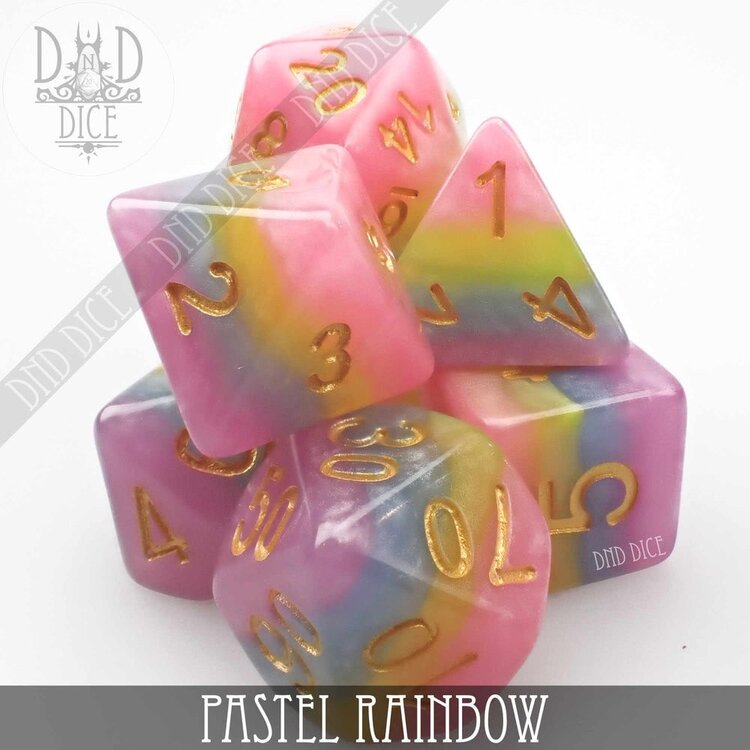 DND DICE PASTEL RAINBOW RPG DICE SET