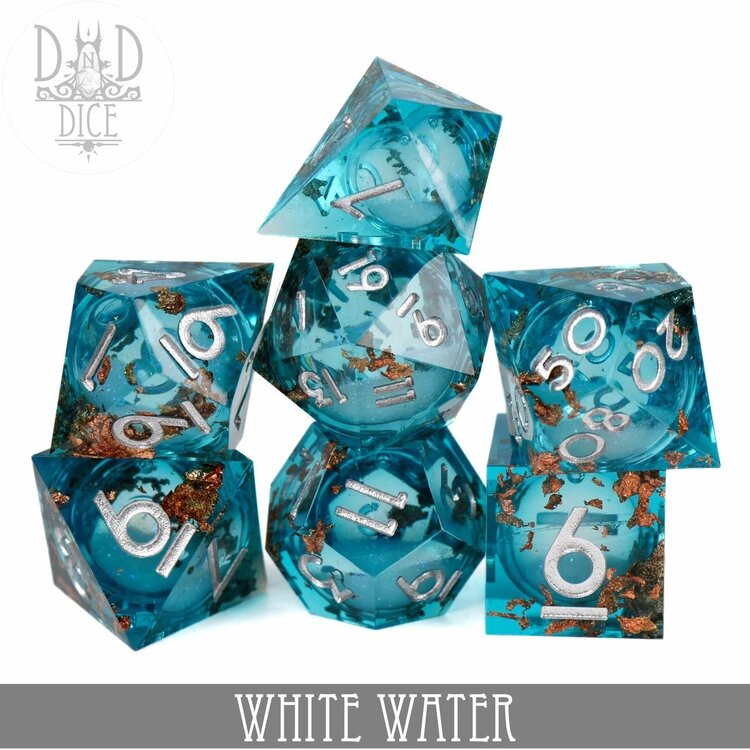 DND DICE WHITE WATER LIQUID CORE RPG DICE SET