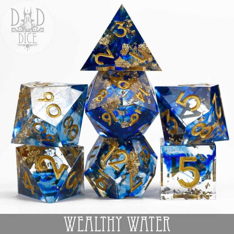 DND DICE WEALTHY WATER HANDMADE RPG DICE SET