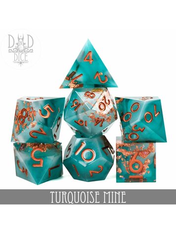DND DICE TURQUOISE MINE HANDMADE RPG DICE SET