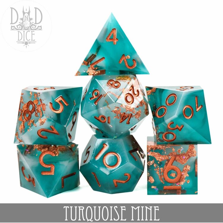 DND DICE TURQUOISE MINE HANDMADE RPG DICE SET