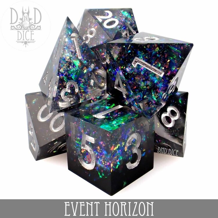 DND DICE EVENT HORIZON HANDMADE RPG DICE SET