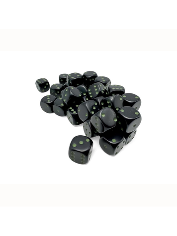 CHESSEX CHX 25858 12MM D6 DICE BLOCK OPAQUE BLACK/GREEN