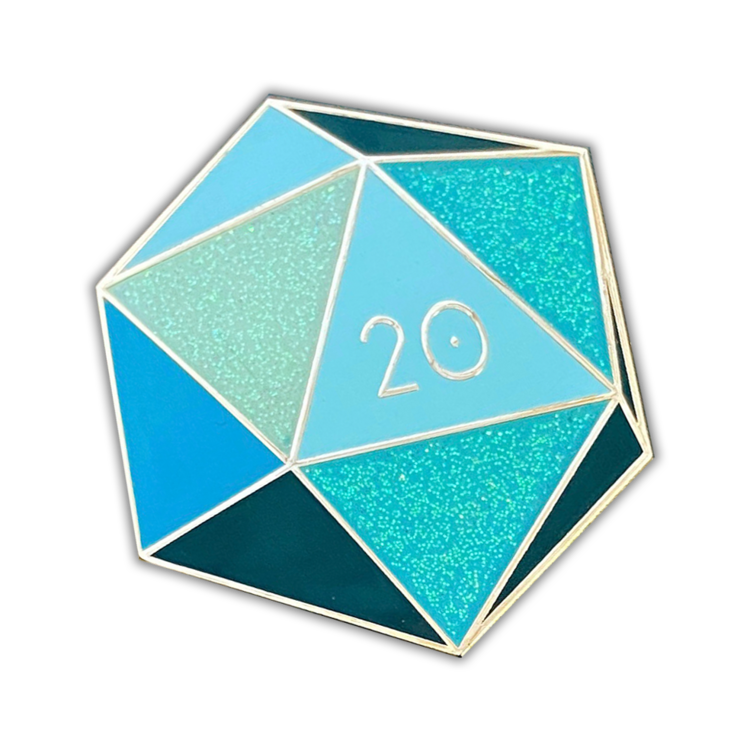 AQUAMARINE D20-MARCH BIRTHSTONE- ENAMEL PIN