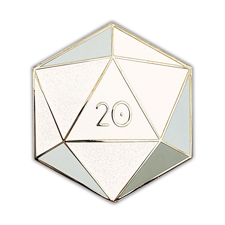 DIAMOND D20- APRIL BIRTHSTONE- ENAMEL PIN