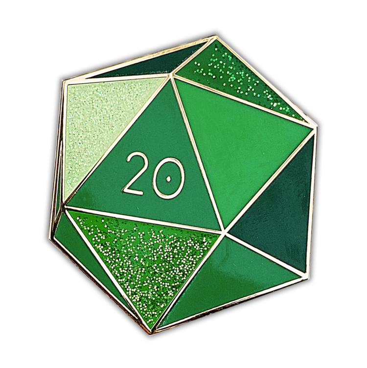 EMERALD D20- MAY BIRTHSTONE- ENAMEL PIN