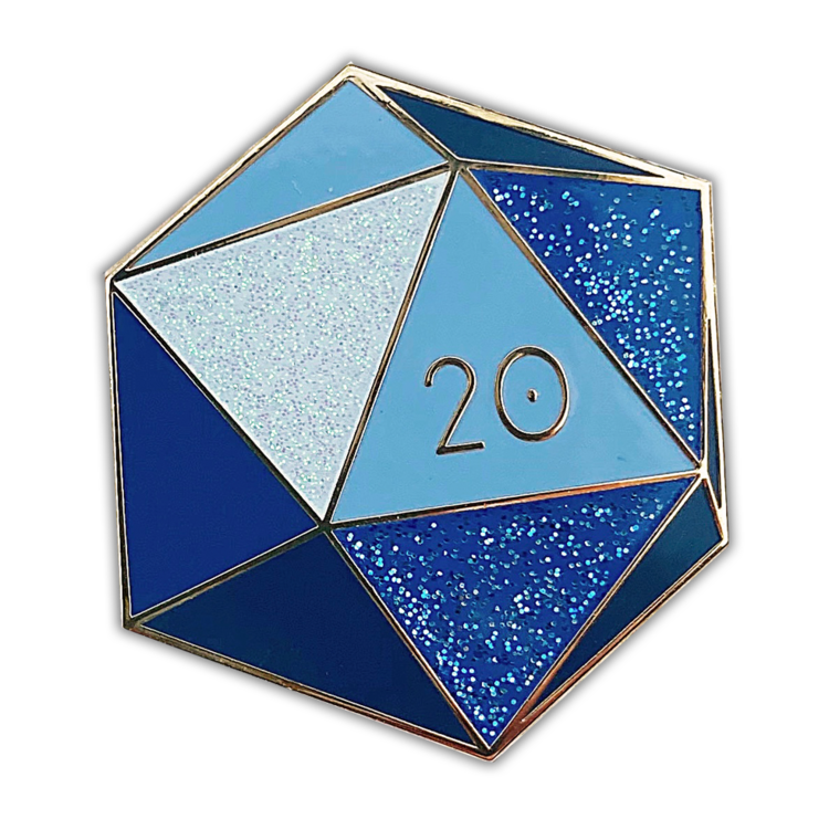 SAPPHIRE D20- SEPTEMBER BIRTHSTONE- ENAMEL PIN