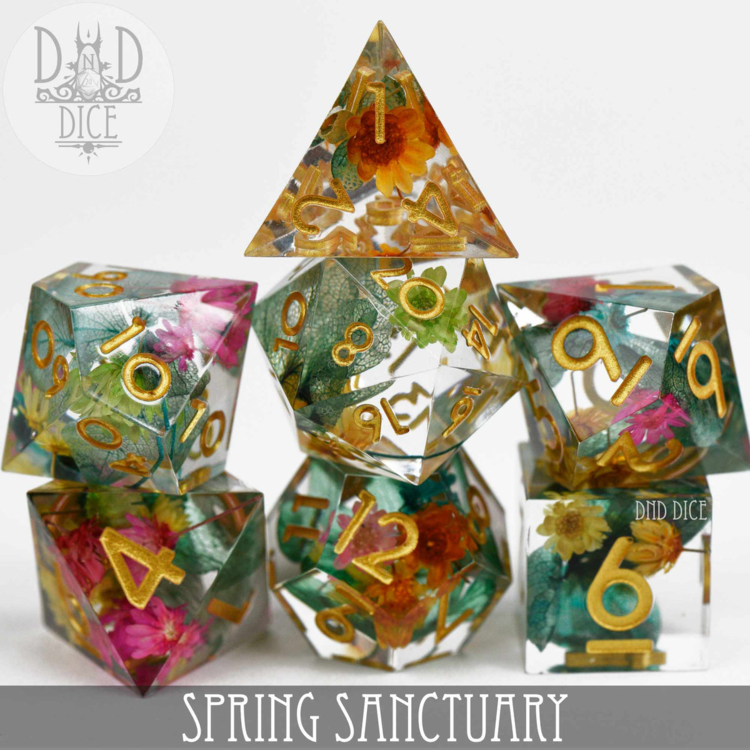 DND DICE SPRING SANCTUARY HANDMADE RPG DICE SET