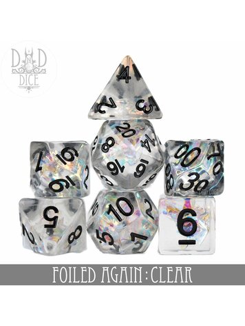 DND DICE FOILED AGAIN CLEAR RPG DICE SET