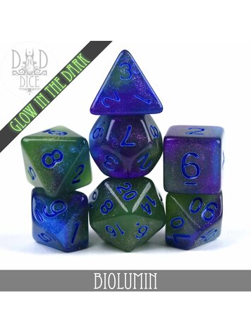 DND DICE BIOLUMIN GLOW IN THE DARK RPG DICE SET