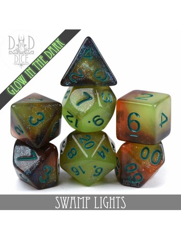 DND DICE SWAMP LIGHTS GLOW IN THE DARK RPG DICE SET