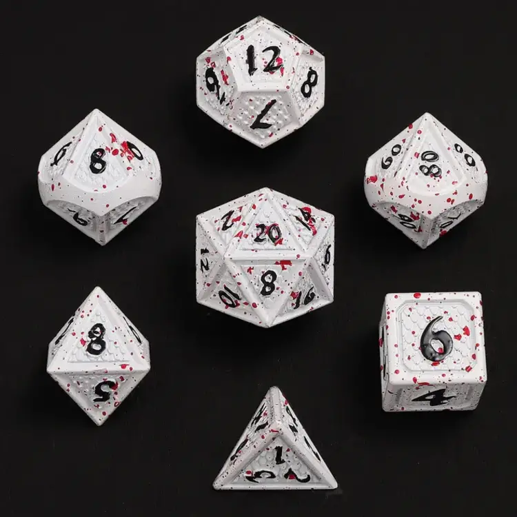 HYMGHO HYMGHO SOLID METAL BEHEMOTH DICE SET BLOOD SPLATTER