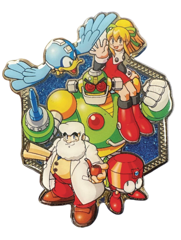ZEN MONKEY STUDIOS MEGA MAN GOLDEN SERIES 2 ROCKS FAMILY PIN