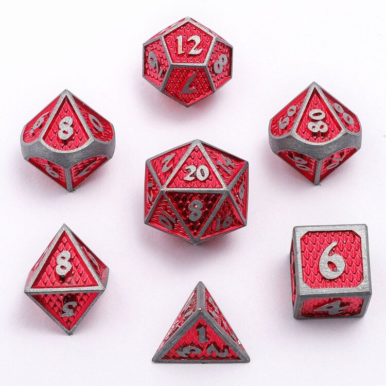 HYMGHO HYMGHO SOLID METAL MINI BEHEMOTH DICE SET - BRUSHED RUBY