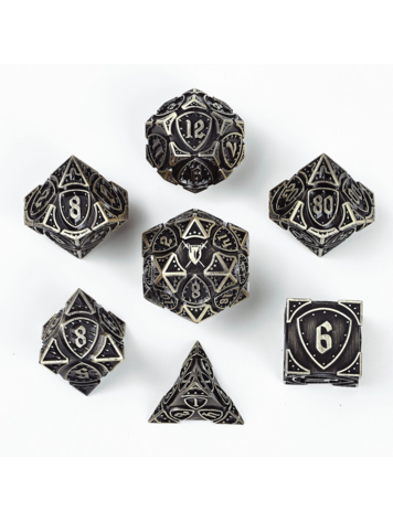 HYMGHO HYMGHO SOLID METAL FIGHTER CLASS RPG DICE SET - ANCIENT BRONZE