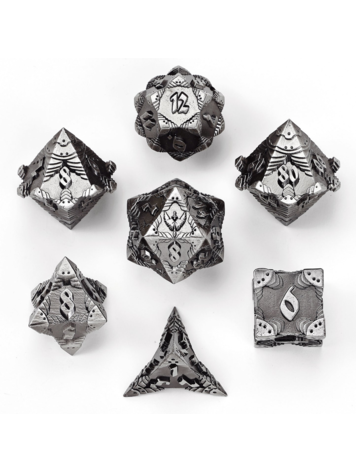 HYMGHO HYMGHO SOLID METAL PALADIN CLASS RPG DICE SET - ANCIENT SILVER