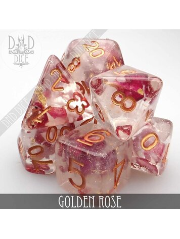 DND DICE GOLDEN ROSE RPG DICE SET