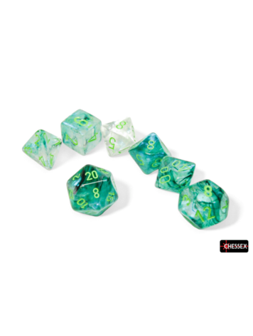 CHESSEX CHX 27595 7 PC POLY DIE SET BOREALIS KELP/ LIGHT GREEN