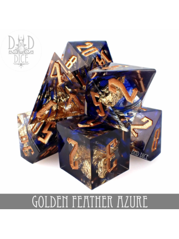 DND DICE GOLDEN FEATHER AZURE HANDMADE