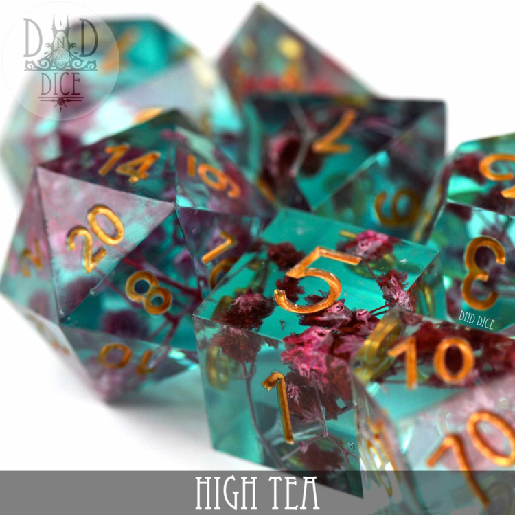 DND DICE HIGH TEA HANDMADE RPG DICE SET