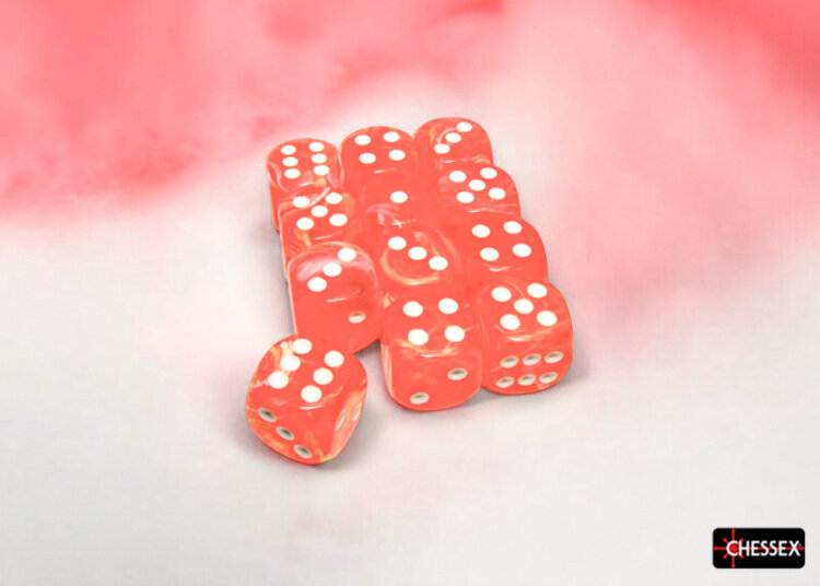 CHESSEX CHX27753 16MM D6 DICE BLOCK FESTIVE DAHLIA/WHITE