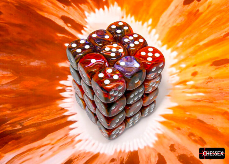 CHESSEX CHX 27943 12MM D6 DICE BLOCK FESTIVE SYMPHONY/WHITE