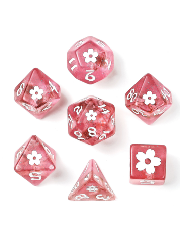 HYMGHO HYMGO WYRMFORGED ROLLERS - SAKURA BLOSSOM RPG DICE SET - WHITE INK