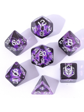 HYMGHO HYMGO WYRMFORGED ROLLERS - ROUNDED RESIN POLYHEDRAL DICE - DRAGON EYE PURPLE