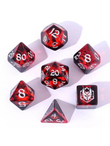 HYMGHO HYMGHO WYRMFORGED ROLLERS-ROUNDED RESIN POLYHEDRAL DICE - DRAGON EYE RED