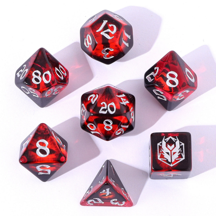 HYMGHO HYMGHO WYRMFORGED ROLLERS-ROUNDED RESIN POLYHEDRAL DICE - DRAGON EYE RED