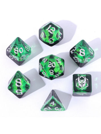 HYMGHO HYMGHO WYRMFORGED ROLLERS - ROUNDED RESIN POLYHEDRAL DICE - DRAGON EYE GREEN