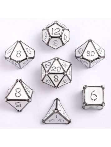 HYMGHO HYMGHO BONE COLLECTOR SOLID METAL DICE SET - GUNMETAL W/ WHITE