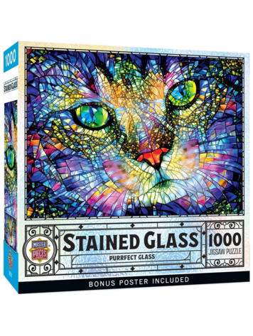 STAINED GLASS - PURRFECT GLASS 1000 PIECE JIGSAW PUZZLE