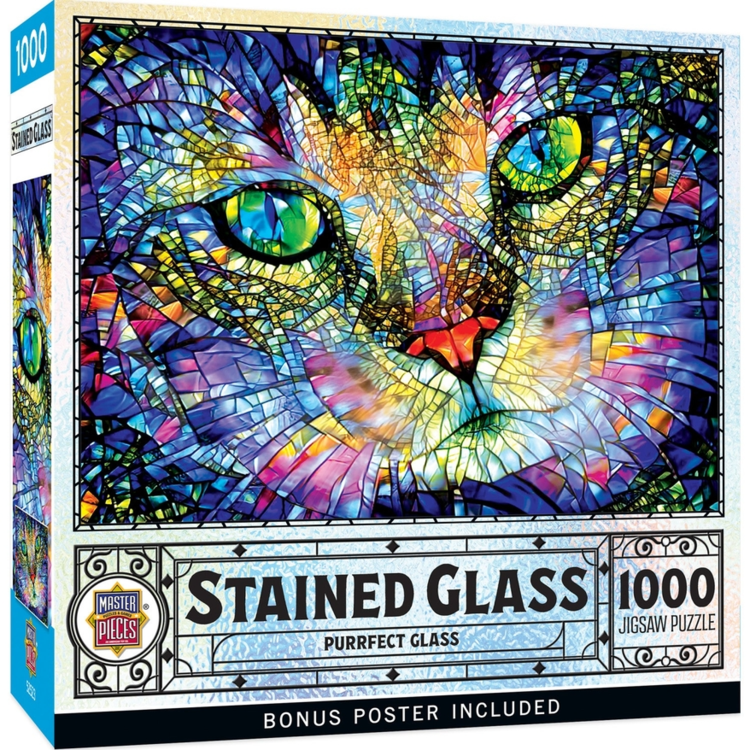 STAINED GLASS - PURRFECT GLASS 1000 PIECE JIGSAW PUZZLE