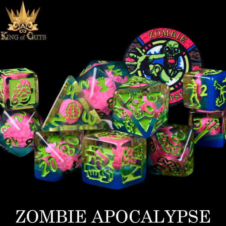 DND DICE ZOMBIE APOCALYPSE - 11 RPG DICE SET